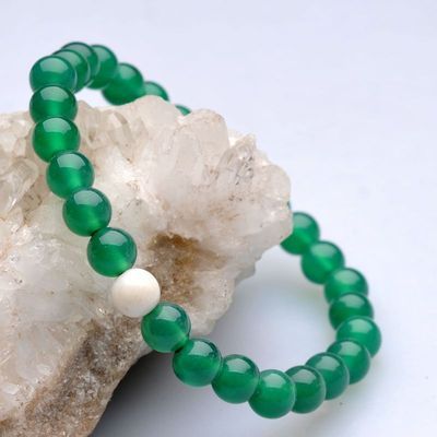 【廠家清倉(cāng)】東海縣盛飾珠寶綠瑪瑙間白硨磲手鏈 天然饋贈(zèng)，歲末珍藏